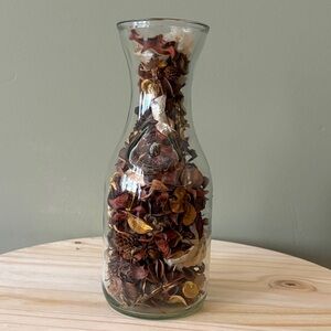 Clear Glass Vase with Autumn Potpourri - Brown & Tan